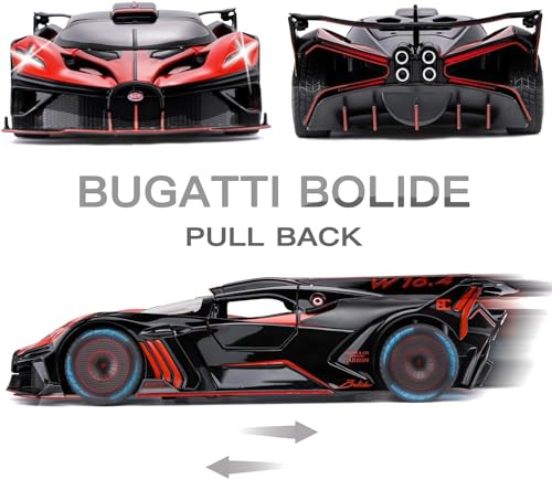 Image of Invite Enterprise Exclusive Alloy Metal Pull Back Die-Cast Car 1:24 Big Bugatti Bolide Toy Car Diecast Metal Pullback Toy Car With Openable 6 Doors,Light Music Boys Gifts Toys(Bugatti Bolide-Red)