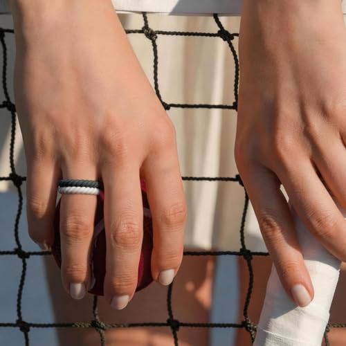 Image of Egnaro Women's Silicone Anniversary Rings, 2.5mm Wide 1.8mm Thick Stackable Rubber Wedding Band, Thin Stylish Comfort Fit Silicone Ring for Nurse, Workout, Work, Pregnancy, Travel, Daily Gift