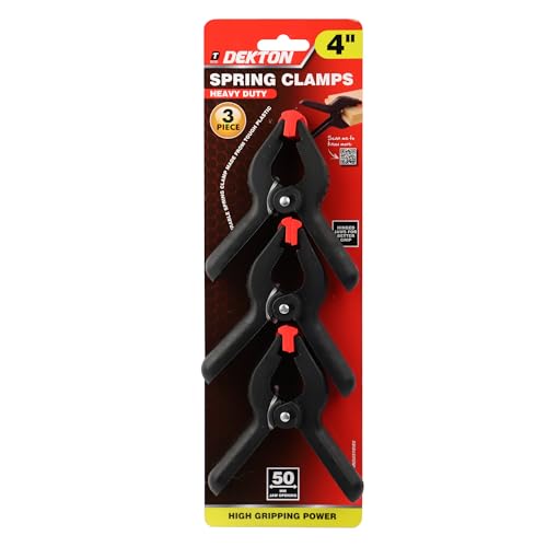 Dekton 3PC 4 Pro Clamp with 50mm Jaw Opening, Heavy Duty Rubber Non-Slip Grip, Durable Tough Plastic Construction, Hinged Jaws for Improved Grip on Uneven Surfaces, Ideal for Wood & DIY Projects