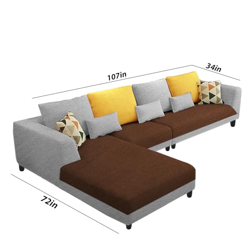 Image of Galib LHS 6 Seater L Shape Sofa Set for Living Room (Brown Grey Fabric) Premium Fabric Sofa