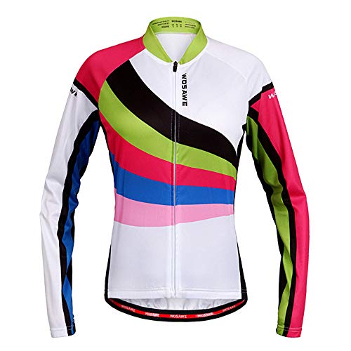 LSKCSH Printemps/Automne Femmes Vélo Cyclisme Respirant À Séchage Rapide À Manches Longues Maillot Vélo Cycle À Manches Longues Veste (Coloré, L) Cover