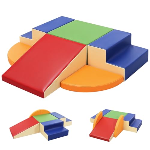 TODIBY 6-Piece Soft PU Leather Toddlers Climbing Toys (Extra Large), Foam Climbing Blocks for Toddlers, Play Gym Climber Structures for Toddler 3, Baby Climb and Crawl Activity Indoor Set(XL Size)