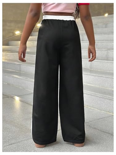 Milumia Girl's Number Graphic Striped Sweatpants Baggy Elastic Waist Wide Leg Trousers3