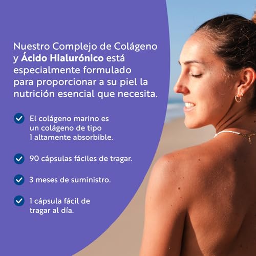 Colageno Marino y Acido Hialuronico Complex con Magnesio y Colageno + Vitamina C + Vitamina D + Vitamina B12 + Zinc + Vitamina A + Coenzima Q10-90 Cápsulas para 3 Meses - Nutravita - imagen 3