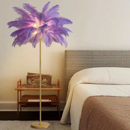 Lámpara de pie de plumas de avestruz LED contra la luz deslumbrante en dormitorios y salones 3