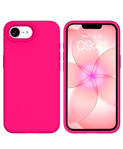 BENTOBEN for iPhone 17e/iPhone 16e 6.1" Case, Liquid Silicone Anti-Slip Microfiber Lining, Slim Soft Gel Rubber Anti-Scratch Shockproof Cover for iPhone 17e/iPhone 16e (2026/2025), Hot Pink