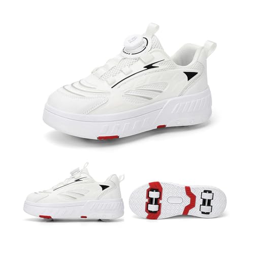Kids Roller Skate Shoes Roller Sport Sneakers Shoes for Boys Girls Outdoor Parkour Shoes with 4-Wheels Trainer Retractable Sneakers Shoes for Birthday Children Show Gift2