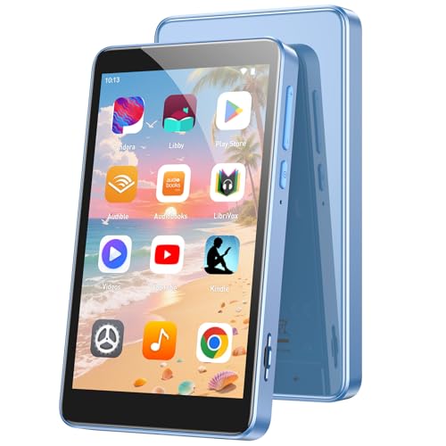 AGPTEK 96 GB MP3 Player Spotify mit Bluetooth und WLAN, 4 Zoll Touchscreen Android 14 MP4-Musikplayer, Unterstützung von Audible, APP, FM Radio, Amazon Musik, bis zu 1 TB, Blau