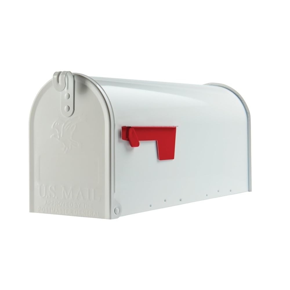 Mailboxes E1100WAM Elite Post-Mount Mailbox, Medium, White Steel - Quantity 1