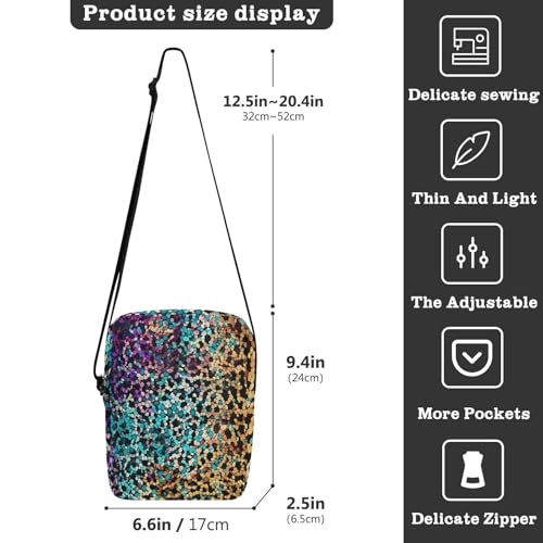 messenger bag cute Crossbody Bags For Women Lady Shoulder Handbags Adjustable Strap for Outdoor Daily Outdoor Daily- Leopard Gradient Glitter Decoration Sequins Blue Purple Yellow3