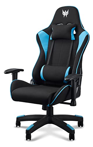 Predator Chair Rift lite, Sedia Gaming, Sedia ufficio, Cuscino Lombare, Testa rimovibile, Braccioli Regolabili, Movimento Schienale max 150 gradi, Telaio in acciaio, Tessuto Traspirante, Nero e Blu - Sedia gaming - Immagine 4