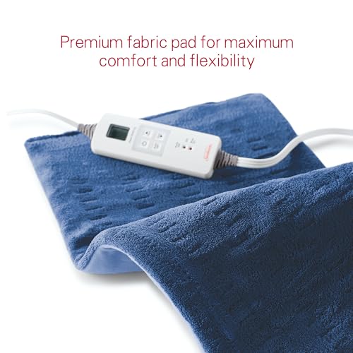 Image of Sunbeam XL Heating Pad for Back Neck and Shoulder Pain Relief Auto Shut Off 6 Heat Settings Extra Large 12 x 24 Navy Ideal for Muscle Aches and Arthritis Pain