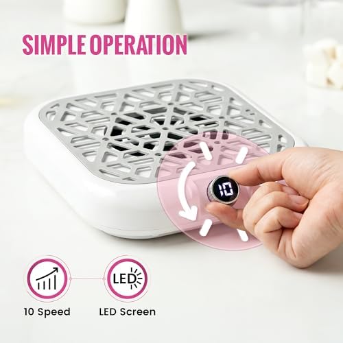 Smofrees Nail Dust Collector with 30 Disposable Filter Papers - Professional Powerful Dust Collector Nail Tech with LED Display, 10 Suction Modes, Nail Fan Dust Collector Suitable for Beginners, Nail Students, and Home Use - 5