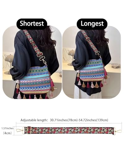 Image of Embroidered Purse Straps Replacement Crossbody Wide Adjustable Bag Straps | Thick Purse Strap for Crossbody Bags,Extra Long Strap,Cross Body Straps for Handbags,Bag Straps for Tote Bags,Shoulder Straps