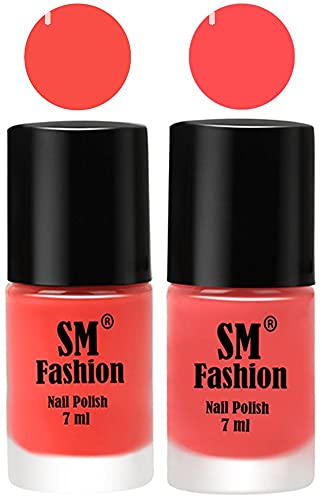 Image of Long Lasting Nail Polish | Nail Paint Combo 7 ml Each) - Set of 2 Coral-Peach Pink