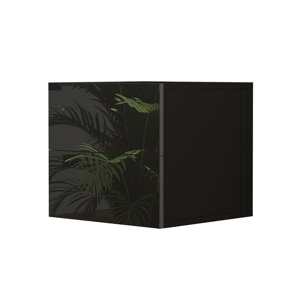Vicco Comodino camera da letto Sofie, Nero lucido, 49.6 x 51.2 cm