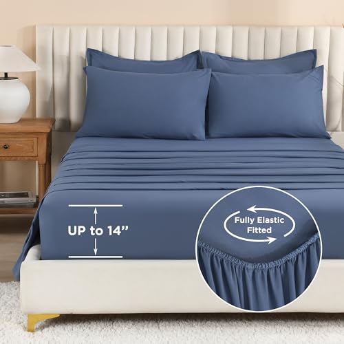 Litanika Oversized King Comforter Sets Ocean Blue - 7 Pieces Bed in a Bag Oversized King Bedding Comforter Sets, Solid Lightweight Bed Set with Comforter, Sheets, Pillowcases & Shams