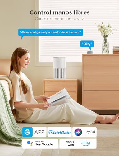 GoveeLife Mini-Luftreiniger fürs Schlafzimmer, intellig. HEPA-Filter mit Alexa-App-Steuerung gegen Tierhaare, Gerüche, Pollen, Rauch, Tragb. Luftreiniger mit 3 Geschwindigkeiten, 2 Modi, Timer, Aromen – Bild 3