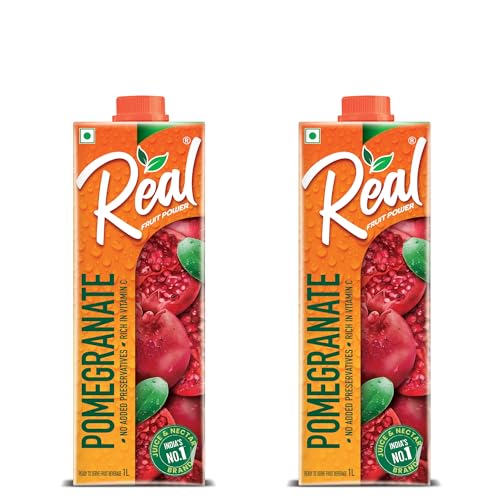 Image of DABUR Real Pomegranate Fruit Juice -1L (Pack Of 2) | Rich In Vitamin C | No Added Preservatives, No Artificial Colors & Flavours | Goodness Of Best Fruits | Daily Dose Of Fruit Nutrition
