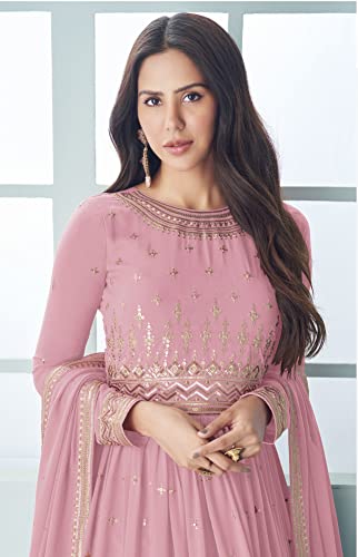 Image of ZUVAANYA Ready To Wear Indian /Pakistani Party Wear Women's Embroidery Faux Georgette Anarkali Floral Gown For Women