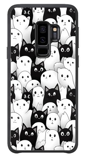 for Samsung Galaxy S9Plus Case - Black and White Kitten Doodle Designed Phone Cases - TPU Phone Cases - Drop Protection