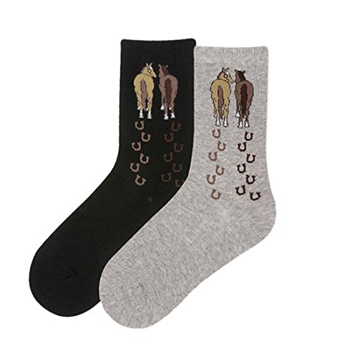 K. Bell Brand Horses Walking Crew Sock, Size: 9-11 comes with a Helicase Brand Sock Ring