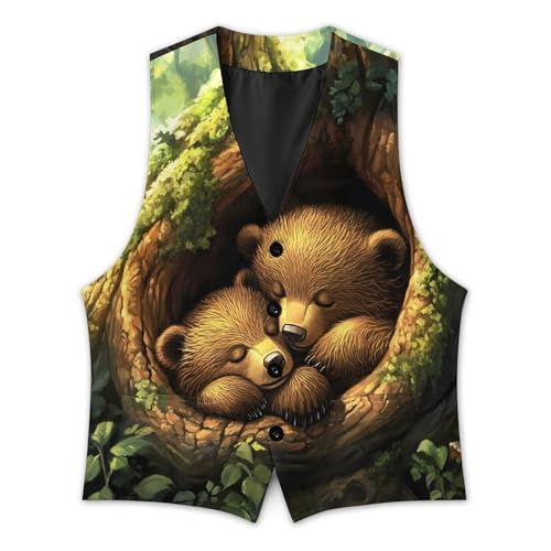 Bear Wildlife Animal Men's Suit Vest Slim Fit Business Dress Party Pattern Waistcoat Vest Top3