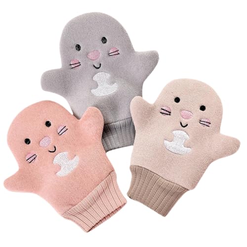 WOFASHPURET 3Pcs Cartoon Bath Glove Reusable Exfoliating Mitt for Gentle Skin Care Unisex Bathing Rubbing Glove for Smooth Skin for Adults