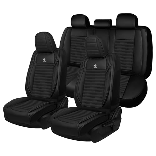 Image of Car Seat Cover for Chevy Equinox 2005-2026 Black&Black 5 Seat | Nappa Leather Car Seat Protector Fashion Anti-Slip Waterproof Breathable Easy to Install, Auto Interior Accessories(Full Set)
