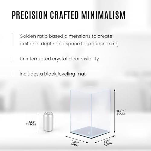 Image of UNS Ultra Clear Rimless Tank - 3.1GAL | 12L - 7.87x7.87x11.81 | 20x20x30 CM, 5mm Glass Thickness, Leveling Mat Included - Low Iron, High Clarity Fish Tank w / 45 Mitered Edge - [20T]