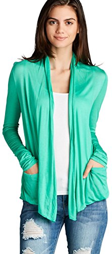 Image of ToBeInStyle Womens Open Front Long Sleeve Lightweight Asymmetrical Draped Cardigan with Side Pockets