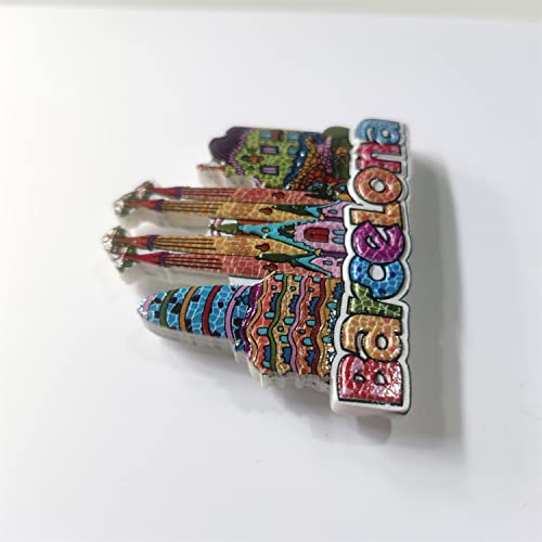 Imán decorativo de resina Barcelona 3D para refrigerador miniatura 3