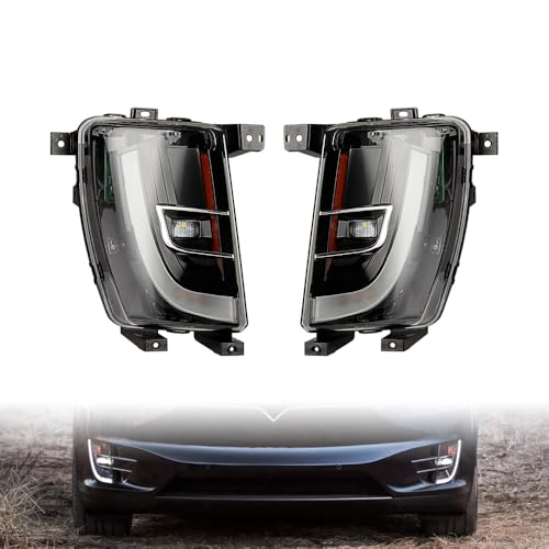 Anzios COB LED DRL Driving Fog Light Indicator Turn Signal Lamp Compatible with Tesla Model X (2015-2021), Left Driver and Right Passenger Side Pair 1034326-00-C | 1034327-00-C