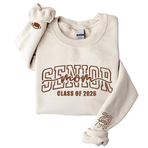 Chillever Custom Sports Senior Mom 2026 Embroidered Sweatshirt, Personalized Senior Mama Class 2026, Gifts for Sports Mom