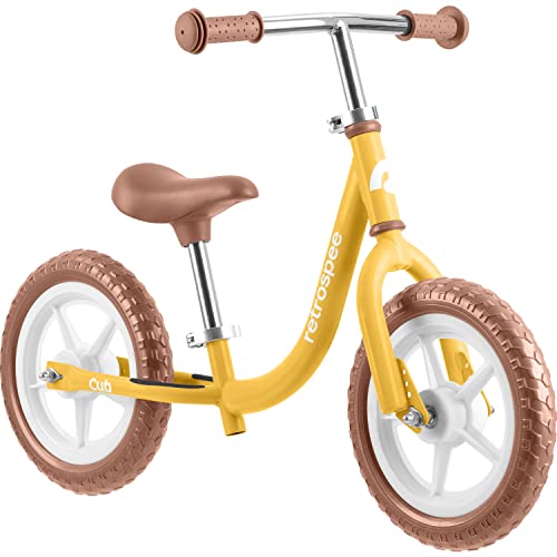 Image of Retrospec Cub Toddler Balance Bike for Ages 18 Months - 3 Years - 12in No-Pedal Beginner Bicycle with Adjustable Seat, Puncture-Proof Tires & Safe Low Frame Design