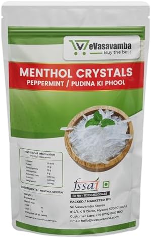 Premium Thymol & Menthol Crystals | 100% Pure & Natural | Ajwain Flower (Thymus Vulgaris) & Mint (Pudina Ka Phool) | Vamu Puvvu | Joni Guti Yamani Ajamo | A++ Grade (Menthol Crystals - 100g)