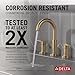 Delta Nicoli Brushed Gold Faucet 3 Hole, 8 Inch Widespread Bathroom Sink Faucet for Vanity, Push-Pop Drain Assembly, Champagne Bronze 35749LF-CZ