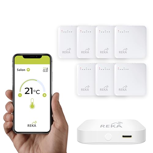 Termostato para radiador eléctrico inteligente conectada REKA - Control de temperatura a través de la aplicación Tuya, programación, detección de ventanas abiertas - Compatible con asistentes de voz