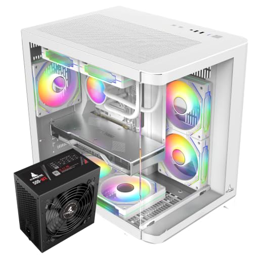 Gabinete Iceberg Crystal Wave M Blanco con vidrio templado curvo y fuente de poder 500W 80 Plus miniatura 1