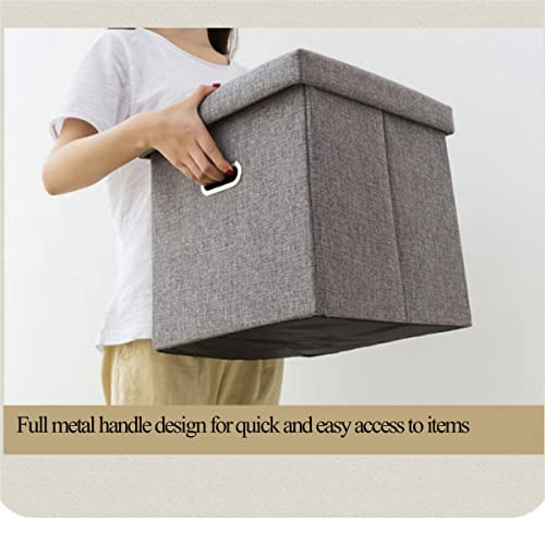 LANMOU Taburete con Espacio Almacenamiento, Baúl Plegable Cuadrado Taburete Caja almacenaje con Tapa Reposapiés Almacenamiento Tapizado en Esponja Plegable Almacenamiento Taburete con Almacenaje Lino - imagen 5