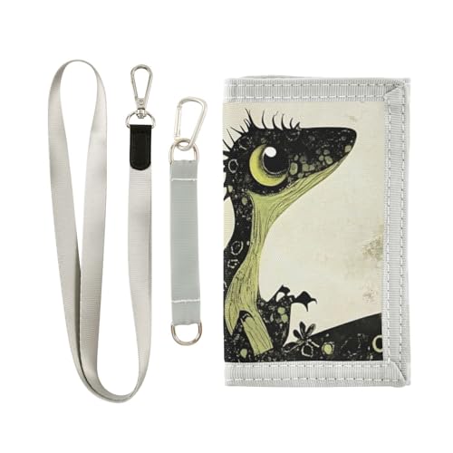 FOLIOSA Kids Wallet for Boys Girls Cartoon Lizard Print Youth Wallet with Zipper Pocket Card Holders, Novelty Wallet 4.9×2.9 in