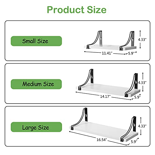 WELLAND White Floating Shelves for Bedroom Set of 3 Wall Shelves for Bathroom/Living Room/Kitchen- 11inch, 14inch, 16inch - Image 3