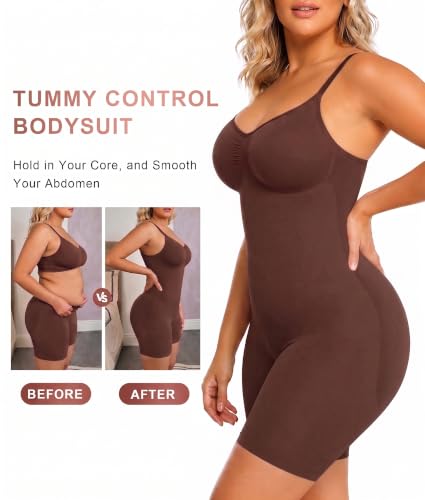 Image of SHAPERX Shapewear for Women Tummy Control Bodysuit Mid Thigh Body Shaper Shorts for a Lifted Look