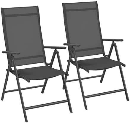 SONGMICS Gartenstuhl, faltbar, 2 Stück, Sitz, für den Außenbereic...