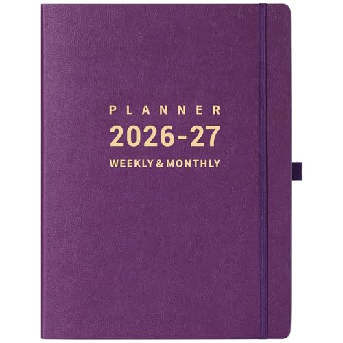 Planner 2026-2027 - Academic Planner 2026-2027, 8.5' x 11', July 2026 - June 2027, Planner Daily Weekly and Monthly, Pen Holder, Pocket, 25 Notes Pages, Faux Leather Cover