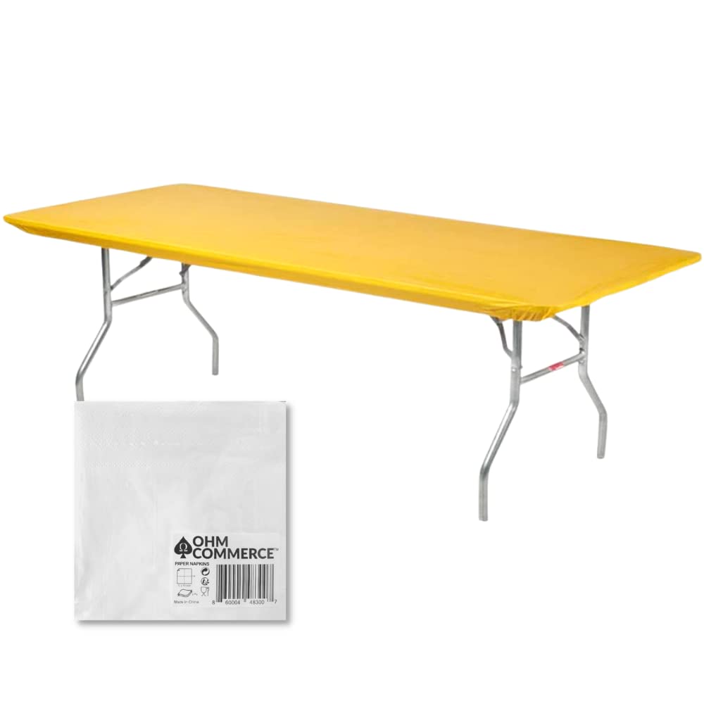 Nappe rectangulaire plastique dorée pour buffets de fête