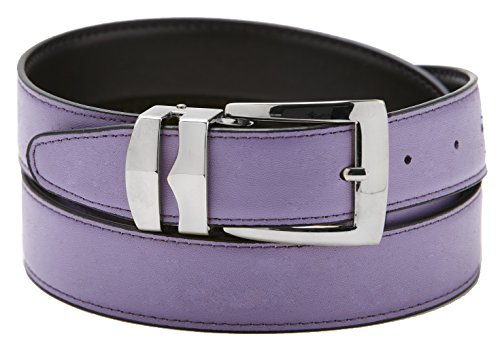 Concitor Reversible Belt Bonded Leather with Removable Silver-Tone Buckle LILAC/Black 46