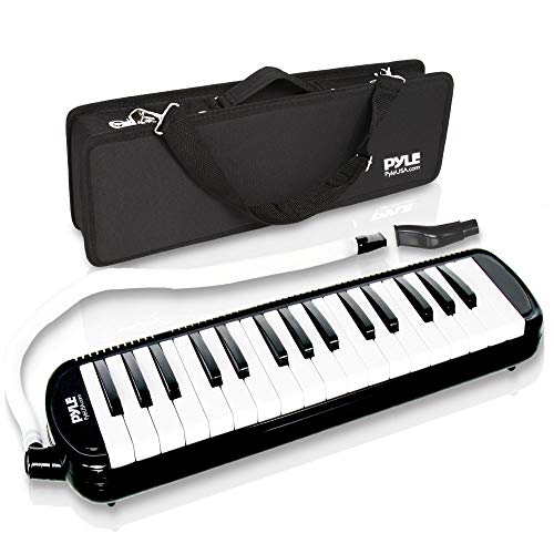 Professional Mouth Piano Melodica Instrument - Mouth Keyboard Piano Organ Melodica Set w/Mouthpiece, Tube Accessories, for Beginner or Band - Pyle (Black)