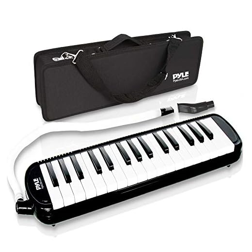 Professional Mouth Piano Melodica Instrument - Mouth Keyboard Piano Organ Melodica Set w/Mouthpiece, Tube Accessories, for Beginner or Band - Pyle (Black)