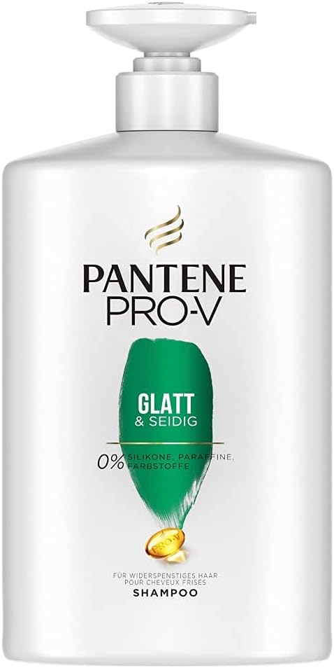 Pantene Pro-V Glad & Zijdeachtig Shampoo, Pro-V-formule + antioxidanten, voor weerbarstig haar, 1000 ml